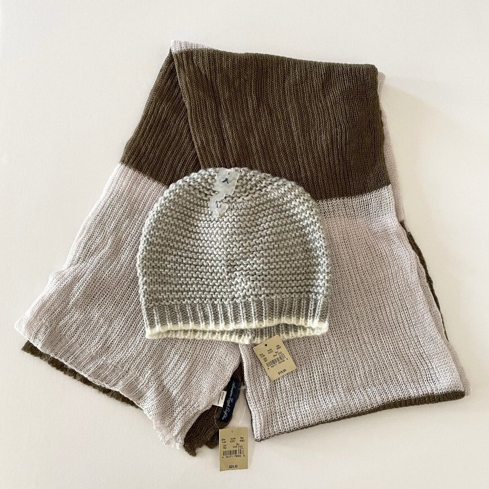 NWT American Eagle Knit Stripe Scarf & Beanie AEO